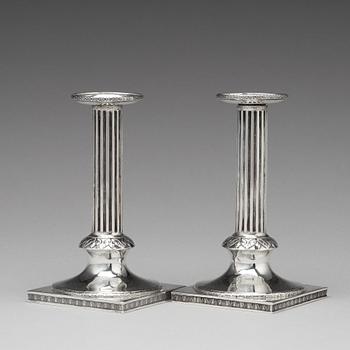 A pair of Swedish 18th century silver candlesticks, mark of Mikael Nyberg, Stockholm 1792.