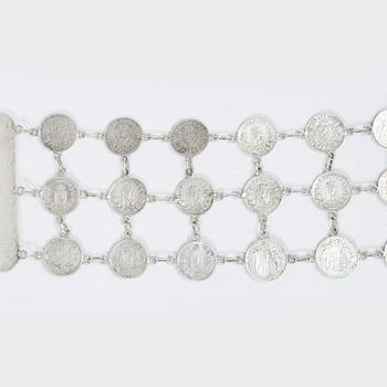 Brudbälte med äldre mynt, silver, CG Hallberg, Stockholm 1930.