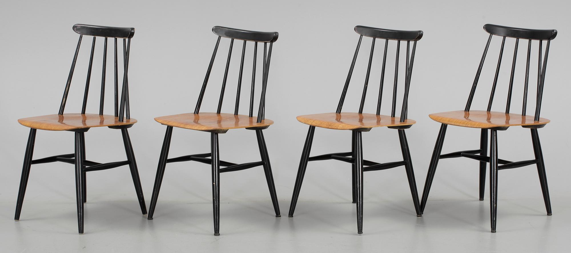 STOLAR, 4 st, "Fanett", Ilmari Tapiovaara, Edsbyverken. Formgiven 1955.