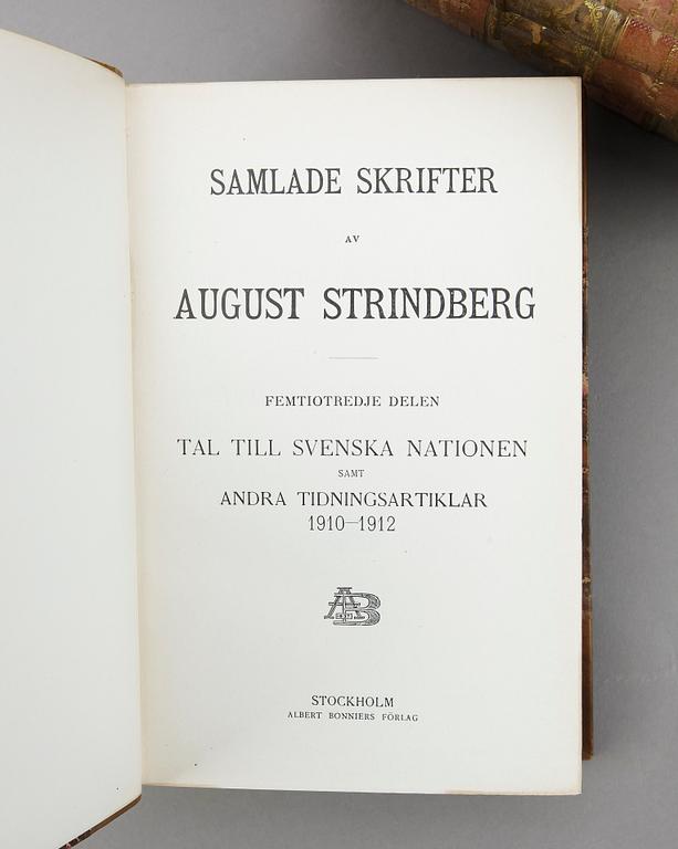 AUGUST STRINDBERGS SAMLADE VERK, 55 vol, Albert Bonniers 1916-1919.