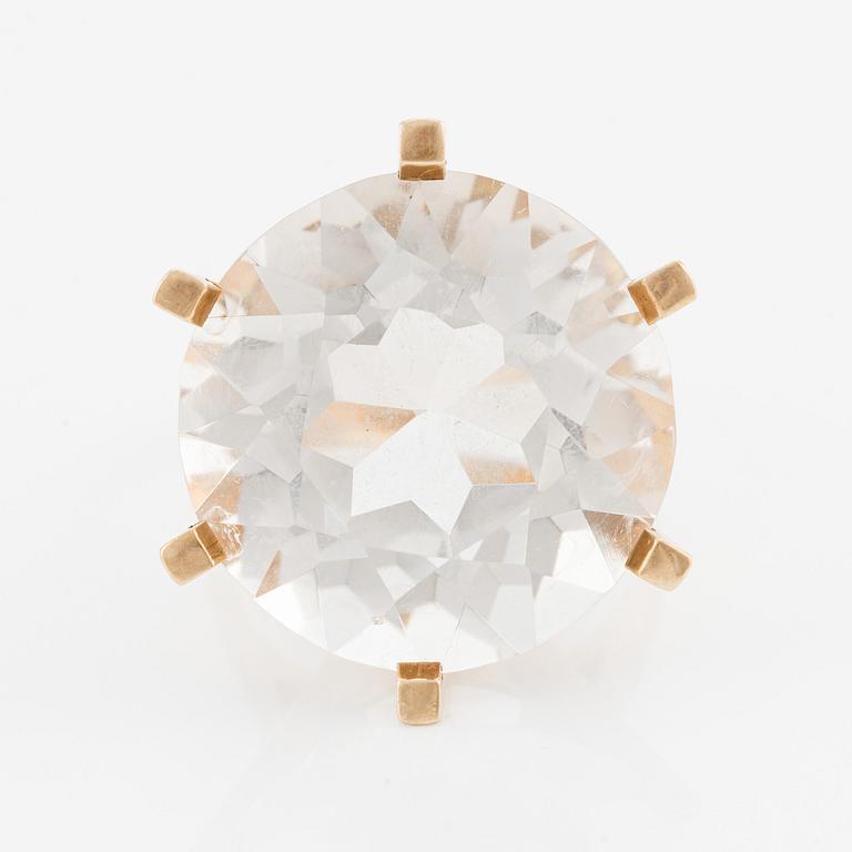 Ring in 14K gold with rock crystal, stamped OFP, possibly Ove Fogh Pedersen.