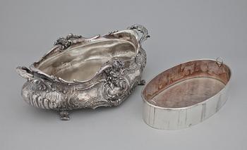 JARDINIERE, nysilver. Rokokostil 1900-tal.