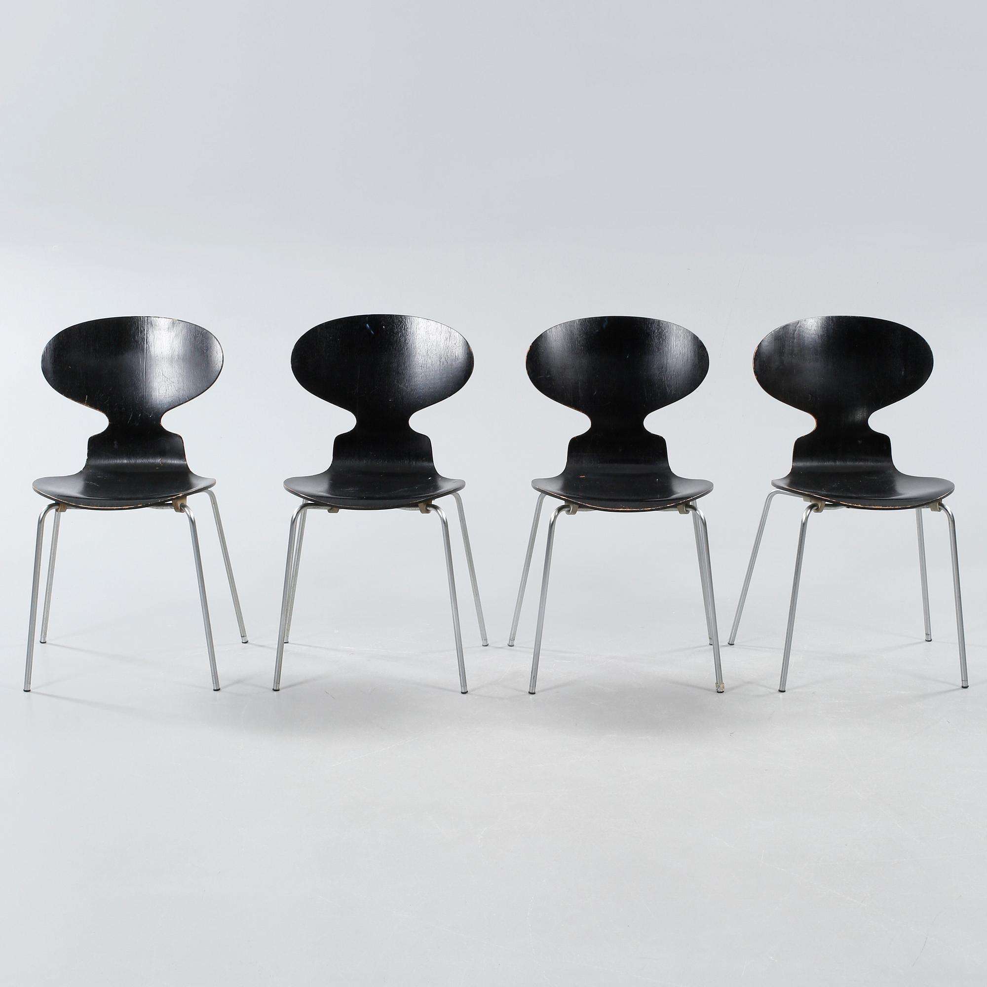 Four chairs, model Myran, designed by Arne Jacobsen for Fritz Hansen, made 1969.