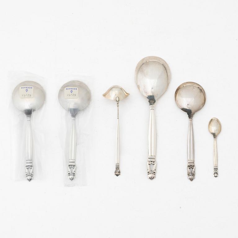 Johan Rohde, Silver cutlery, 'Acorn', Georg Jensen, Denmark (6 pcs).