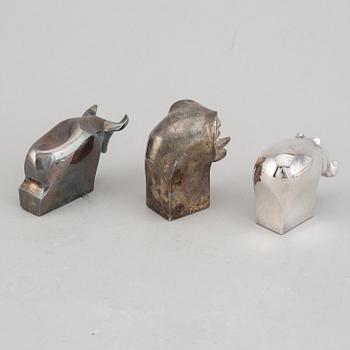 Gunnar Cyrén, figuriner, 3 st, silverpläterad zink, Dansk Designs, Japan.