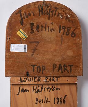 Jan Håfström, signerad och daterad Berlin 1986 a tergo på båda delarna. Diptyk, blandteknik på pannå.