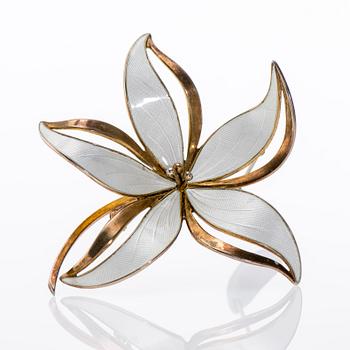 BROSCH, sterlingsilver, förgylld, emaljering. Norge 1950-tal.