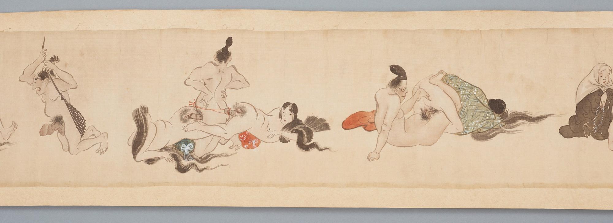 SHUNGAMÅLNING, olika erotiska scener, Meiji (1868-1912).
