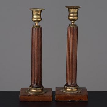A pair of late Gustavian late 18th century candlesticks.