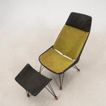 Armchair with footstool, 1950s.