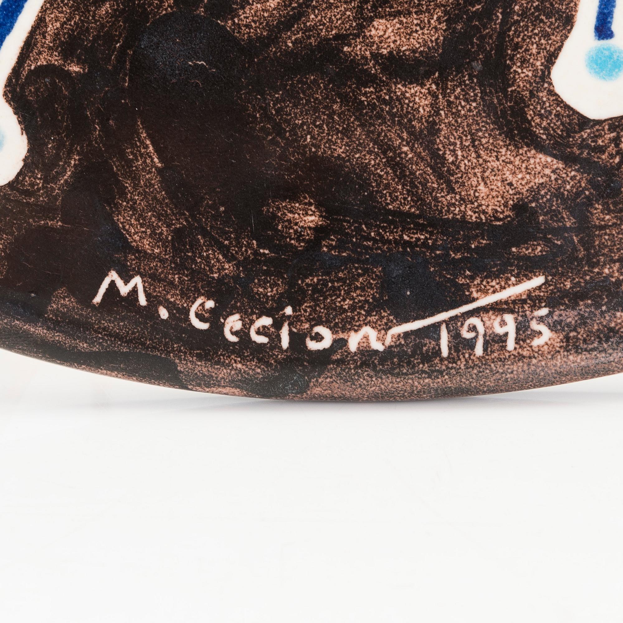 Marco Cecioni, A ceramic plate, signed M. Cecioni and dated -95.