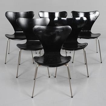 STOLAR, 6 st, "Sjuan", Arne Jacobsen, Fritz Hansen, formgivna 1955.