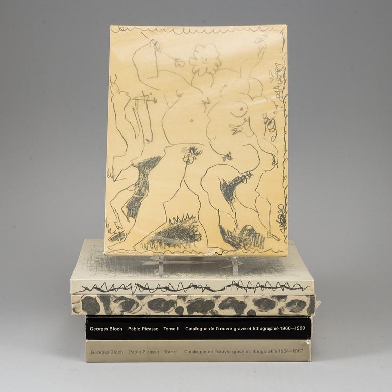 Five Pablo Picasso books, Georges Bloch, "Picasso", vol I-II and "Picasso Lithographe II-IV.