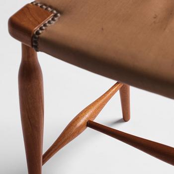 Josef Frank, a mahogany and leather upholstered stool, model 967, Svenskt Tenn.