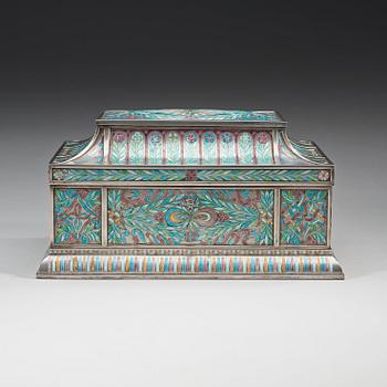 A Ferdinand Boberg Art Nouveau silver and enamel jewelry box, CG Hallberg, Stockholm 1909.