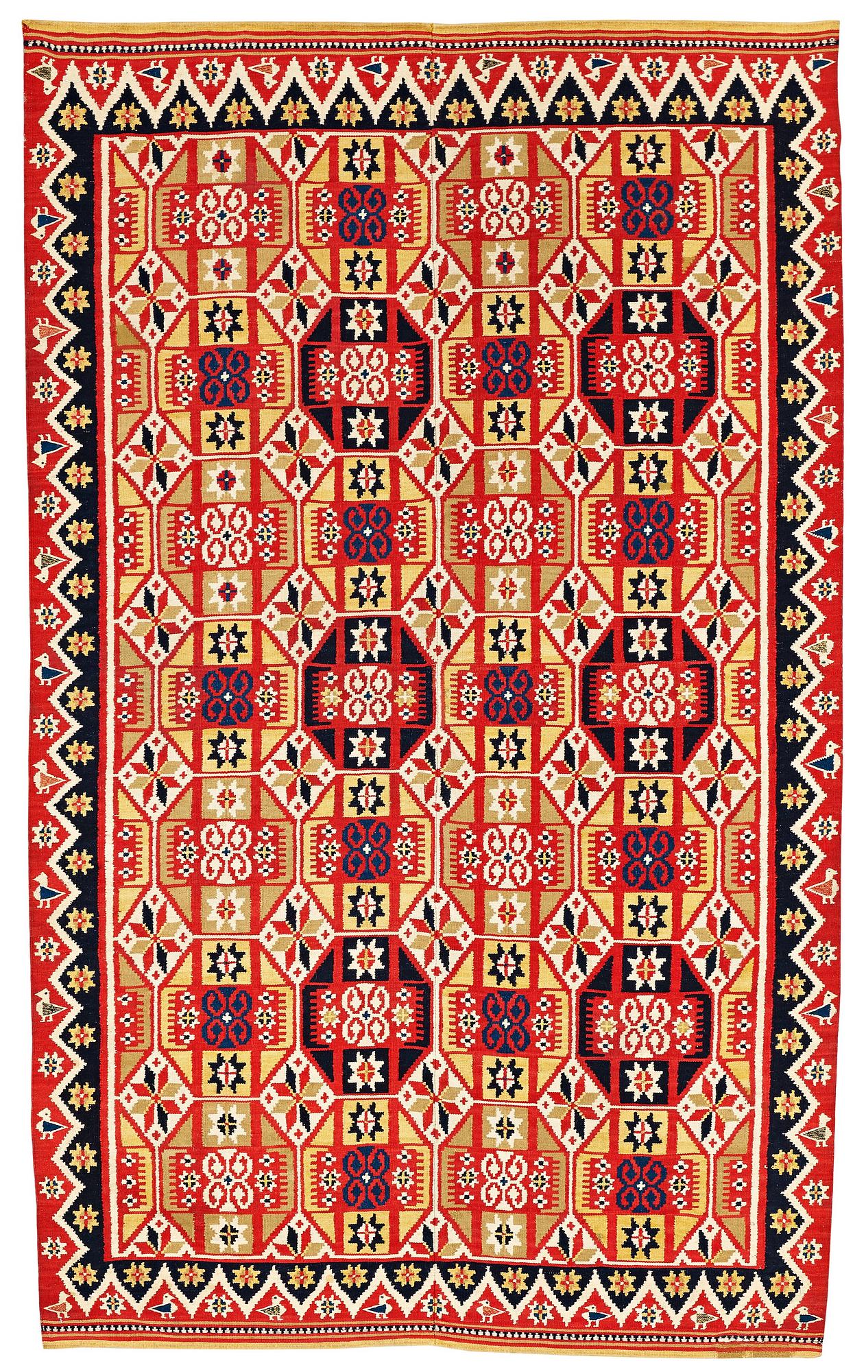 A BED COVER, double-interlocked tapestry (flat weave), ca 217 x 130,5 cm, Scania around 1830,