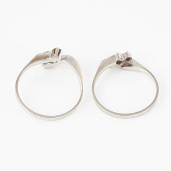 RINGAR, 2 st, med briljant och åttkantslipade diamanter.