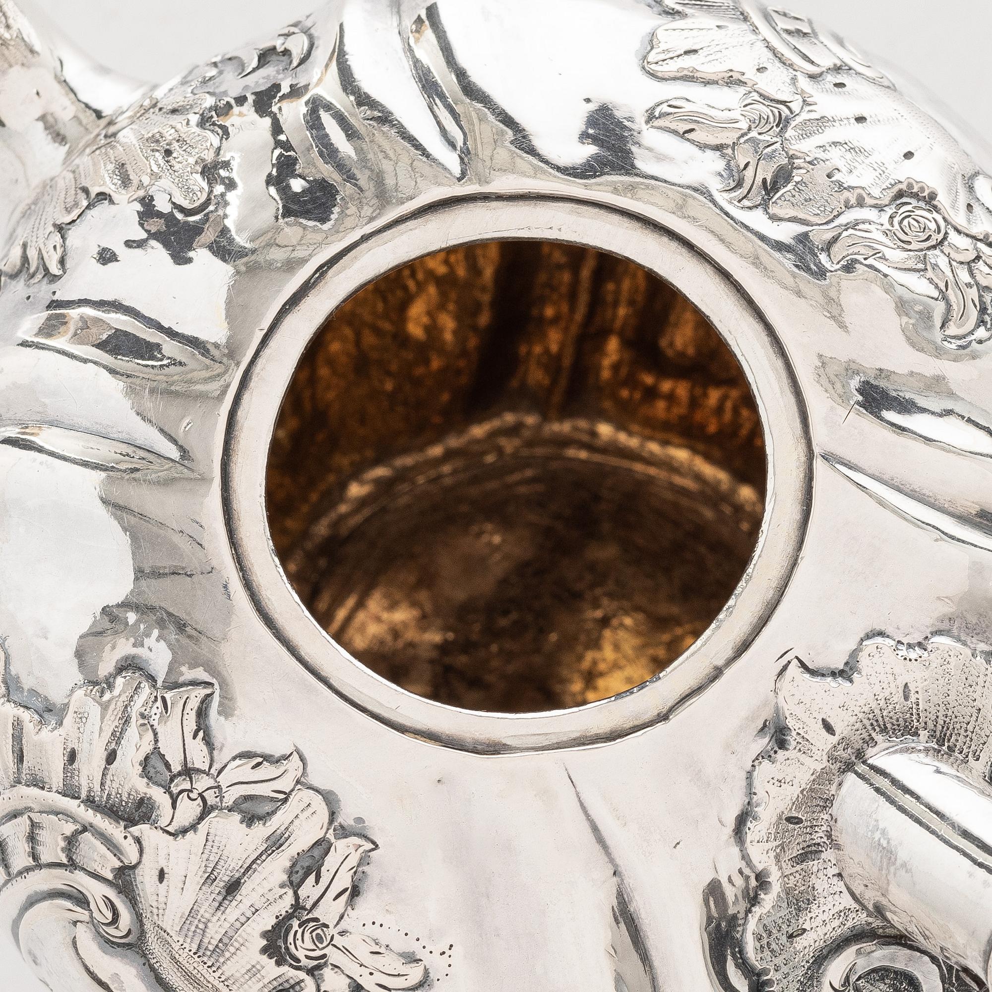 A Russian silver teapot, Moscow 18th century, unclear marks, probably Fedor Petrov (active 1760-1789).
