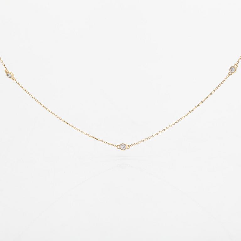 Halsband, 14K guld och diamanter ca 0.15 ct totalt.