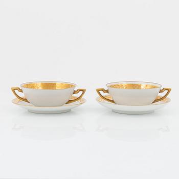 Royal Copenhagen, twelve porcelain cups and saucers, Denmark.