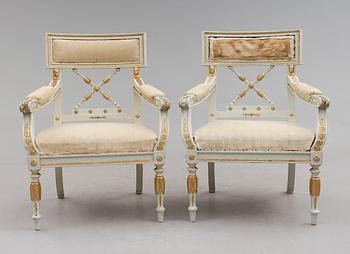 KARMSTOLAR, 1 par, empirestil, omkring år 1900.