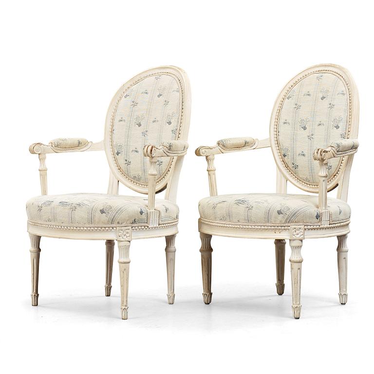 A pair of Danish late 18th century armchairs.