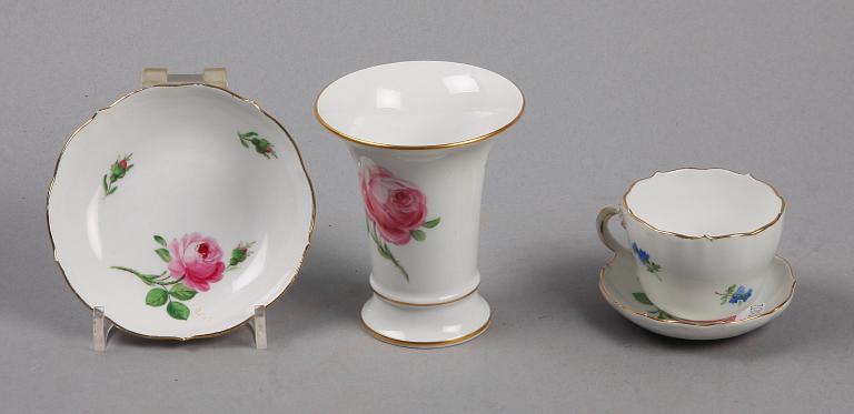 PARTI MEISSEN, 3 delar, porslin, 1800/1900-tal.