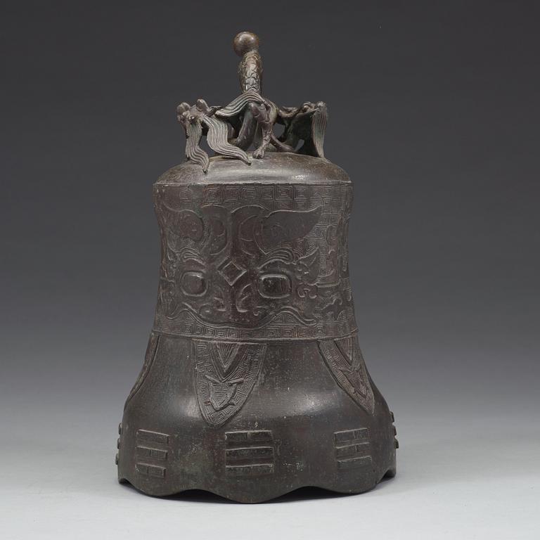 A bronze temple bell, Ming dynasty (1368-1644).