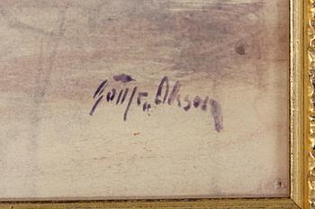 OLSSON, GOTTFRID. Gouache på pannå, sign.