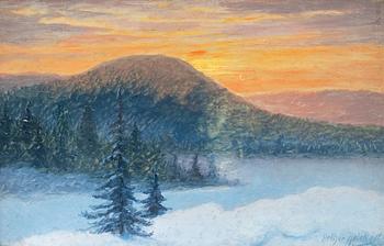 382. Arthur Heickell, SUNSET IN A WINTER LANDSCAPE.