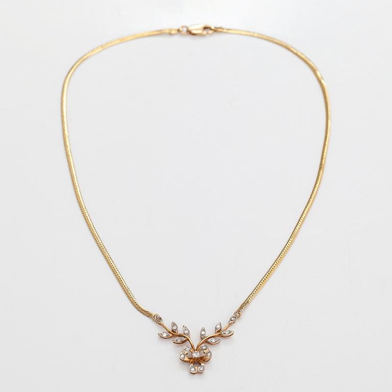Kaulakoru, 14K kultaa ja timantteja n. 0.23 ct yht.