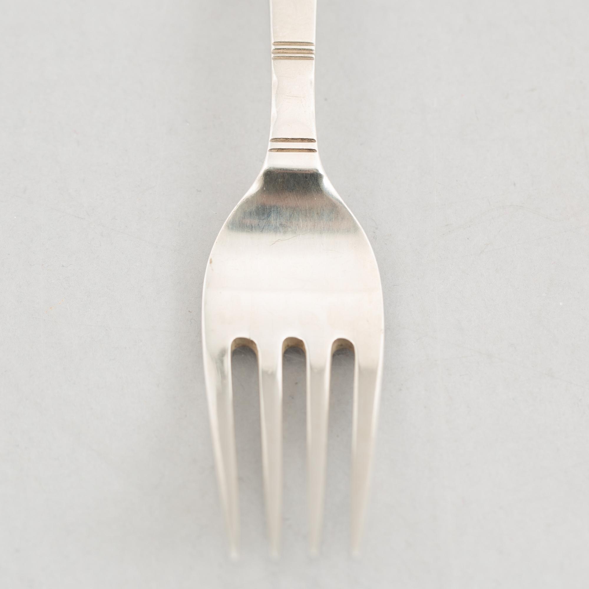 Jacob Ängman, bestickservis, 44 delar, silver, modell "Rosenholm", GAB, Stockholm, bl.a. 1965.