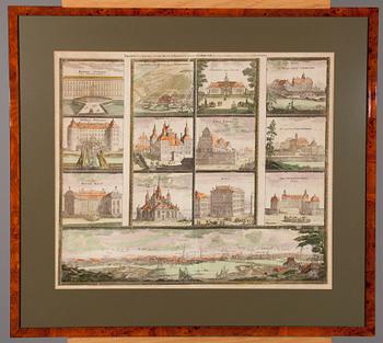 JOHANN BAPTIST HOMANN, väritetty kuparipiiros, n. 1730.