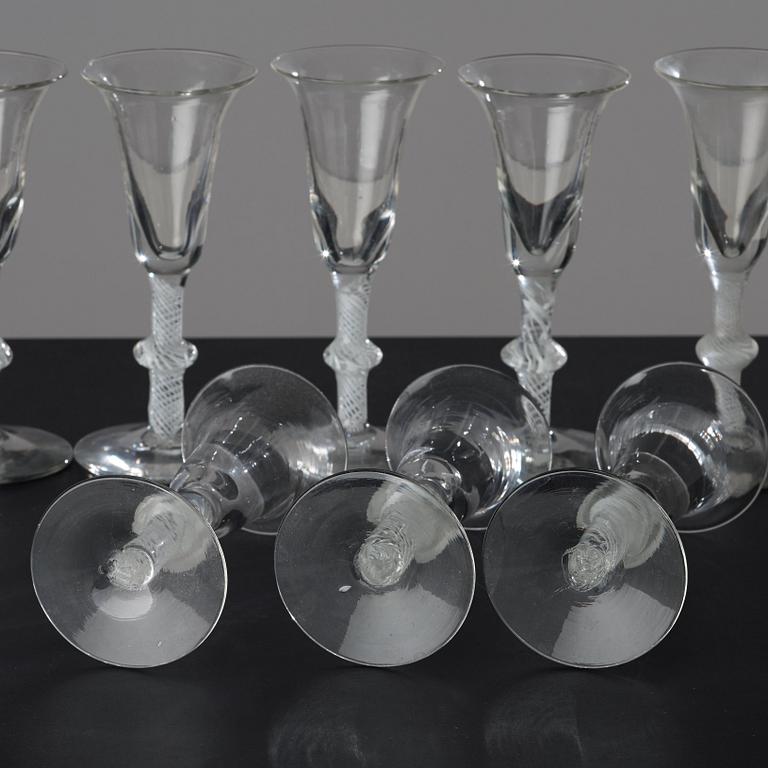 A set of nine glasses, England, 18th Century.