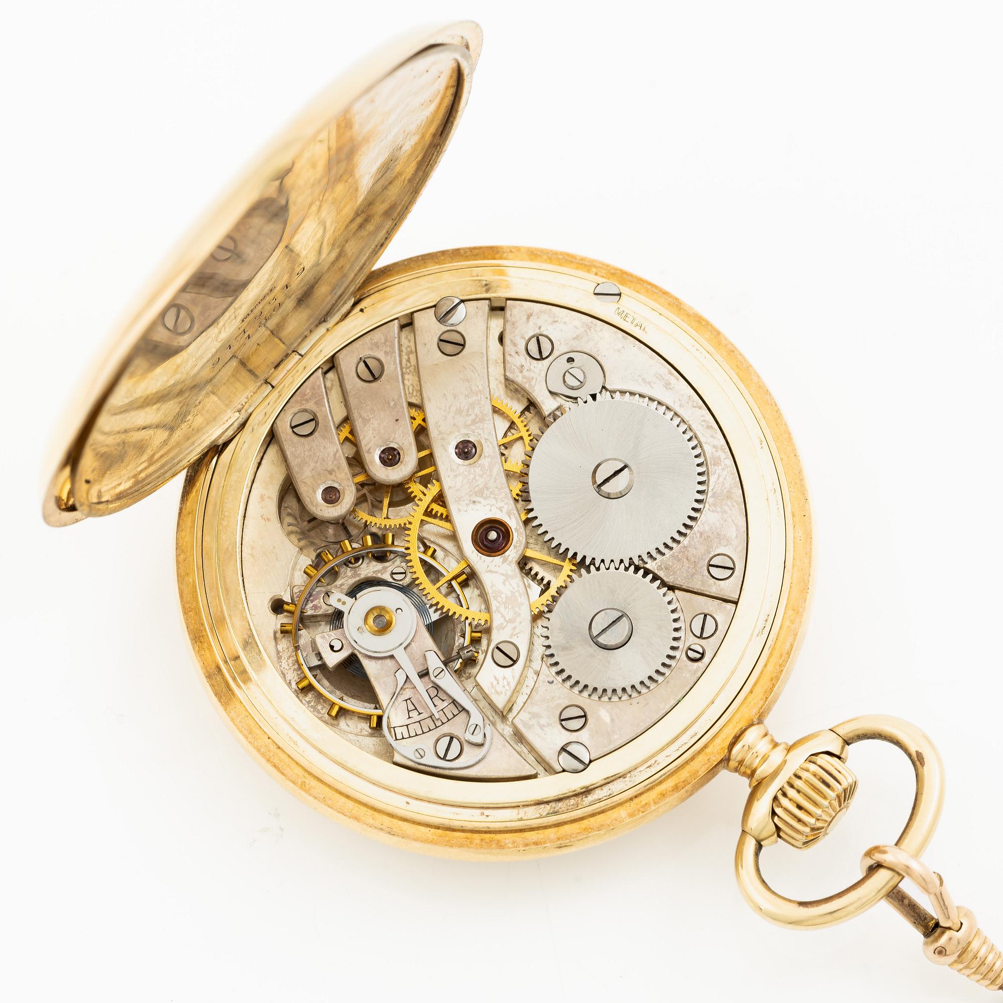 Pocket watch, 14K gold, 52 mm.