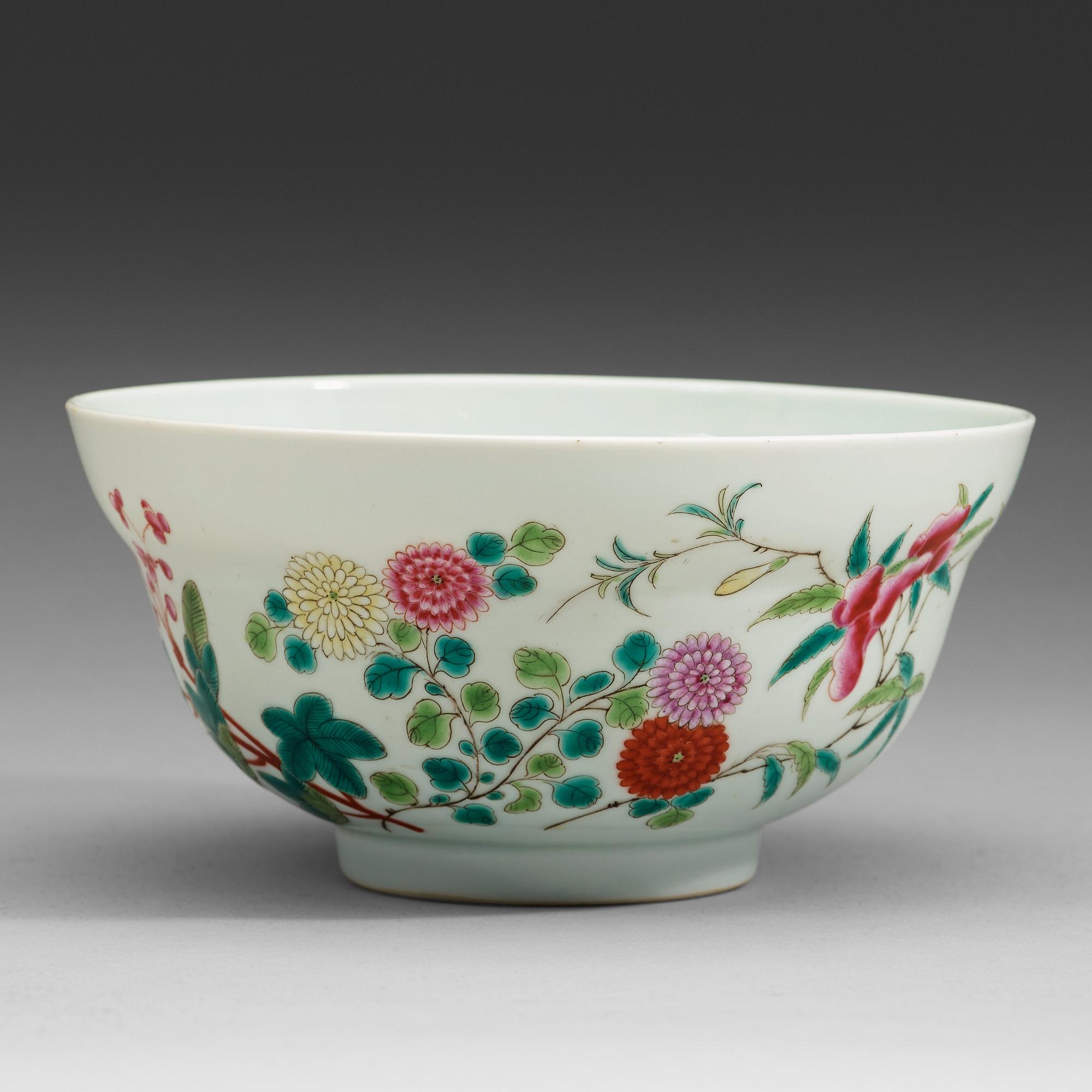 SKÅL, porslin. Qingdynastin, Guangxus sex karaktärers märke och period (1875-1908).
