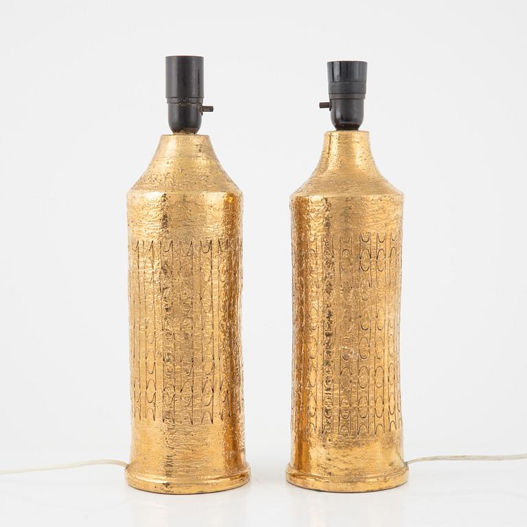 A pair of stoneware table lights, Bitossi for Bergboms, 1970's.