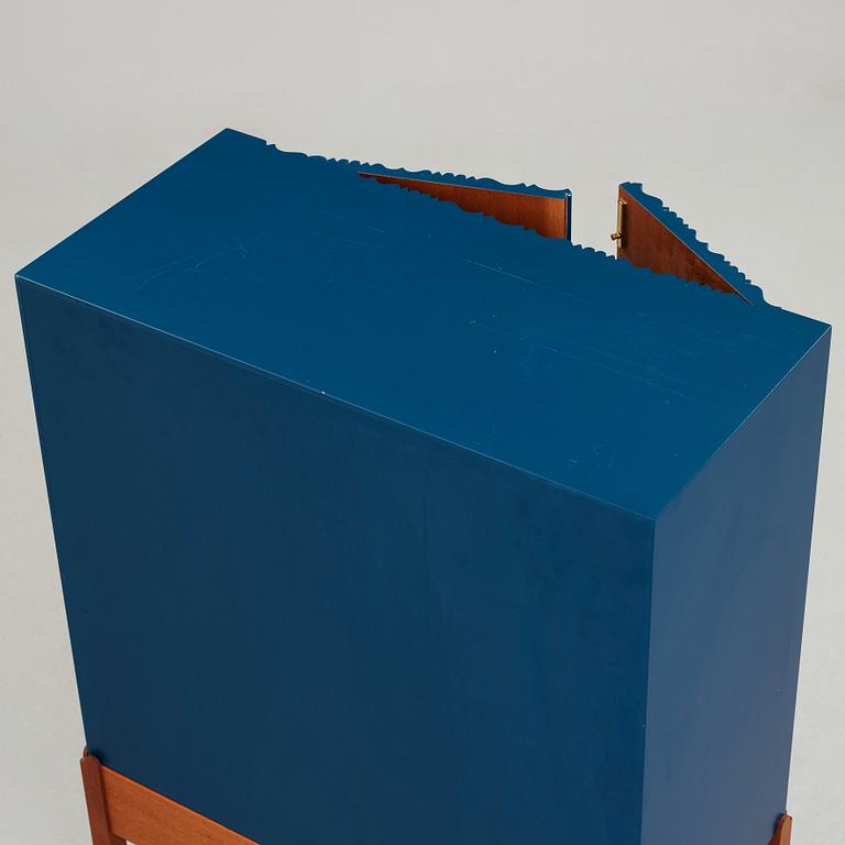 Josef Frank, a blue lacquered cabinet on stand, model nr 2192, by Svenskt Tenn, Sweden.