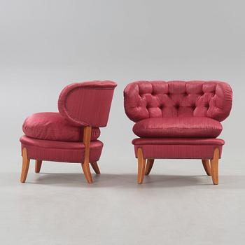 A pair of Otto Schulz 'Schulz' easy chairs, Jio Möbler, Sweden.