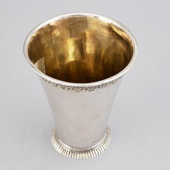 A Swedish 18th century parcel-gilt silver beaker, mark of Gottfried Dubois, Stockholm 1738.