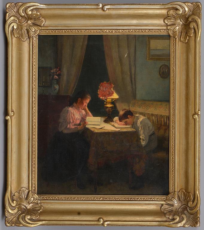Arvid Liljelund, "HARD WORKING (BY THE EVENING LAMP)".