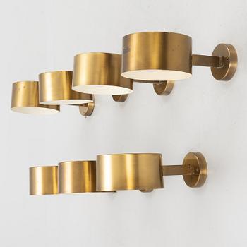 Hans-Agne Jakobsson, a set of seven wall lights, Markaryd, 1960's.