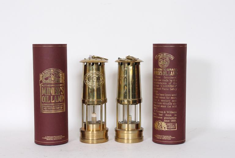 GRUVLAMPOR, 2 st, England, 1900-tal.