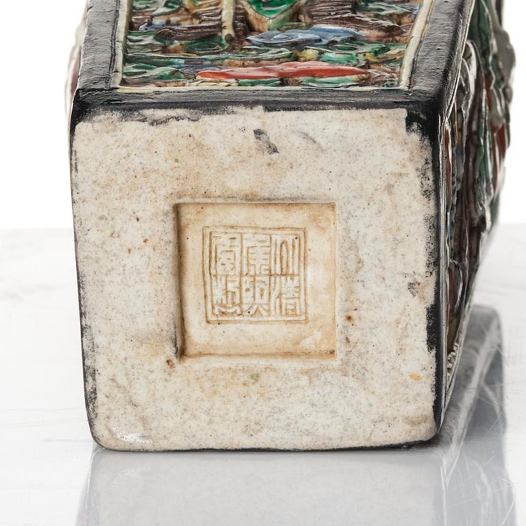 A famille noire pireced vase, Qing dynasty, 19th Century.