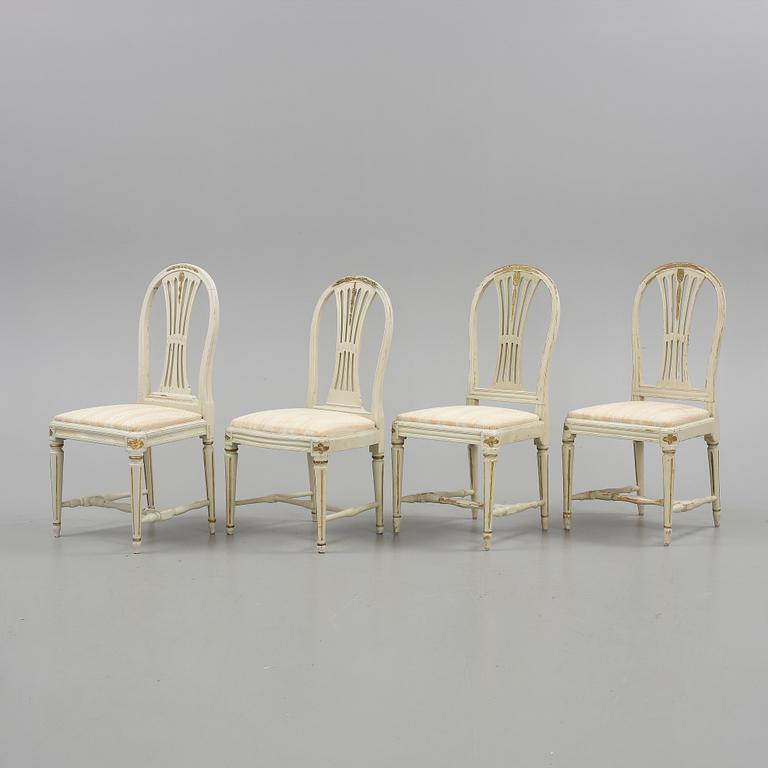 STOLAR, 4 st snarlika, Gustavianska, bl.a Johan Hammarström (mästare i Stockholm 1794-1812).