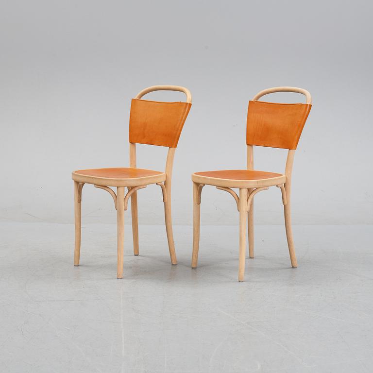 Jonas Bohlin, a pair of beech and leather 'Vilda 3' chairs, Gemla, Diö.