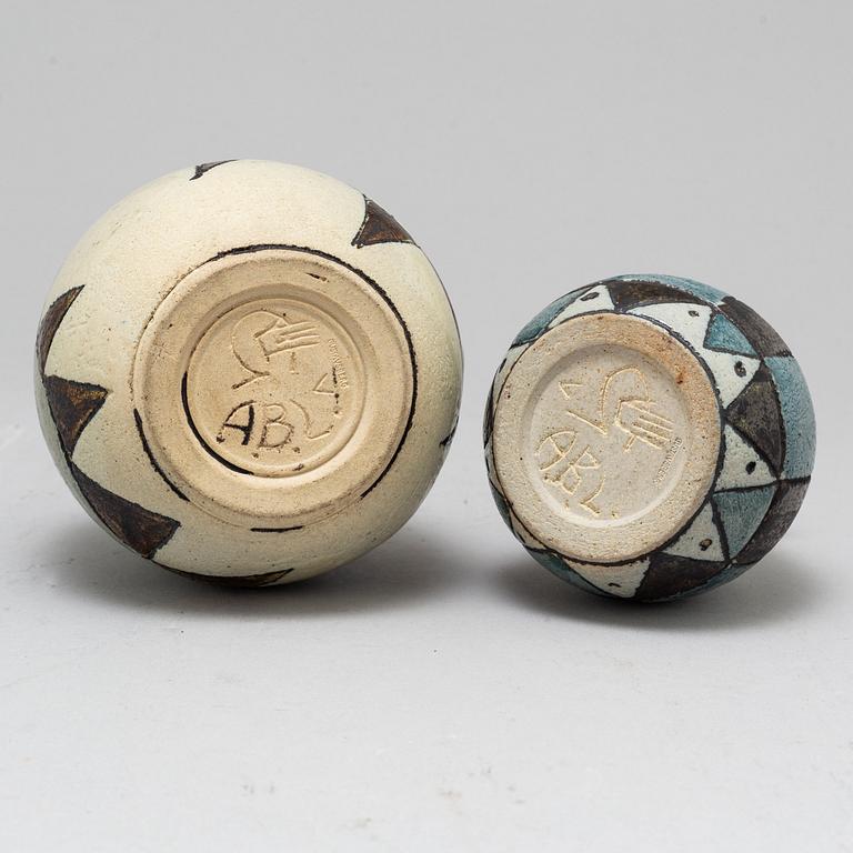 ANDERS BRUNO LILJEFORS, vaser, 2 st, Gustavsbergs studio 1952.