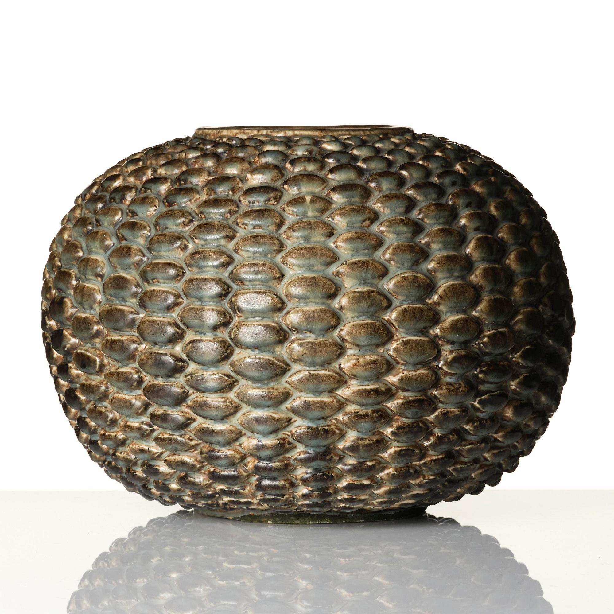 Axel Salto, a stoneware vase in the "budding" style, Royal Copenhagen, Denmark, 1940s-50s.