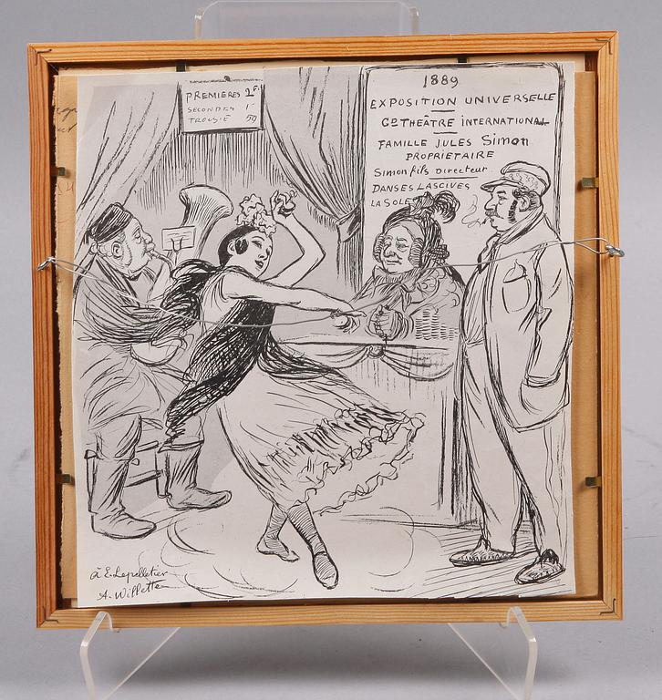 ADOLPHE WILLETTE, tuschteckning, sign.