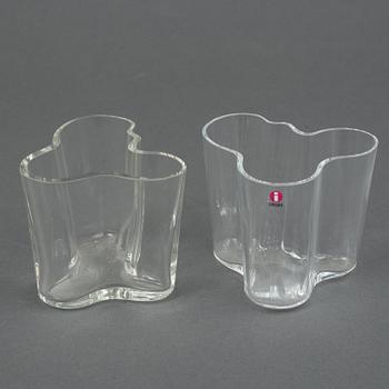 Alvar Aalto, vaser, 5 st, glas, "Savoy", Iittala, Finland, 1900-talets slut.